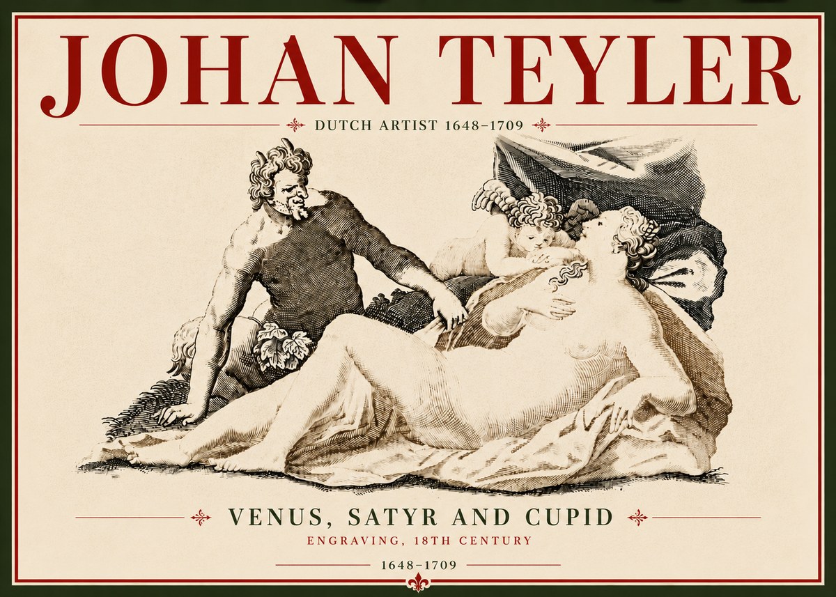 Johan Teyler Venus, Satyr and Cupid No6 - Affiche