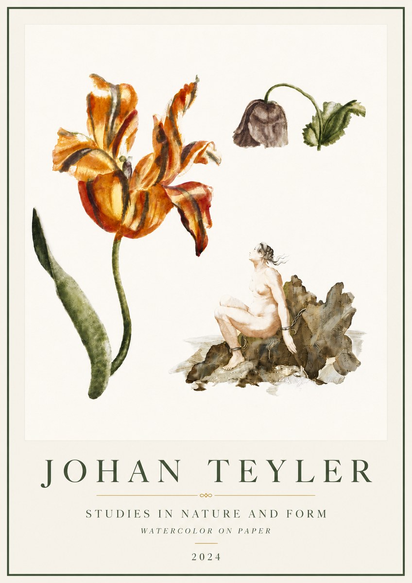 Johan Teyler Botanical Studies & Figurative Composition No5 - Affiche