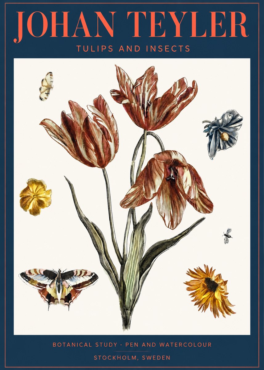 Johan Teyler Tulips and Insects No2 - Affiche