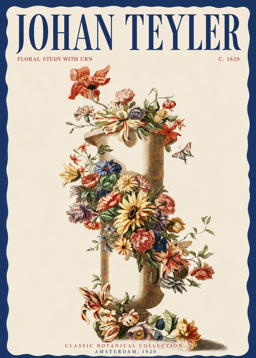 Johan Teyler Floral Study with Urn No2 - Affiche
