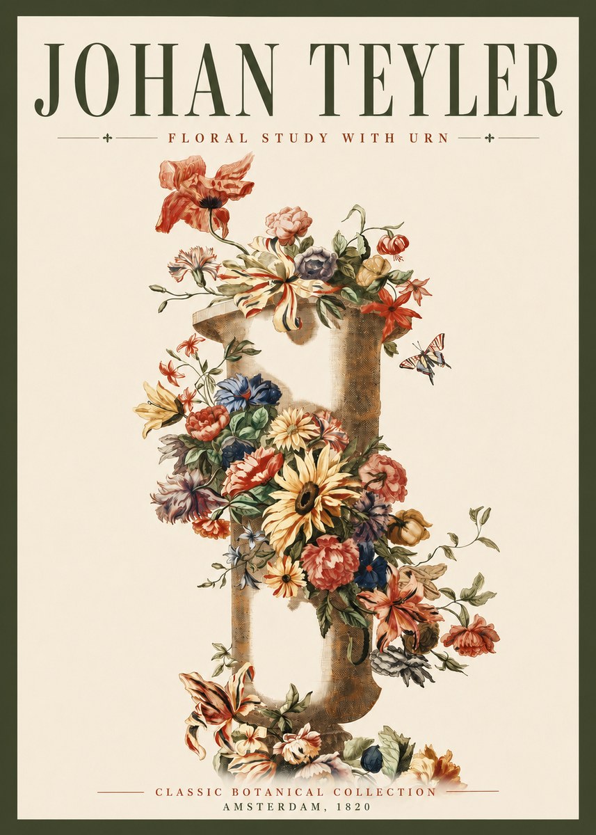 Johan Teyler Floral Study with Urn No3 - Affiche