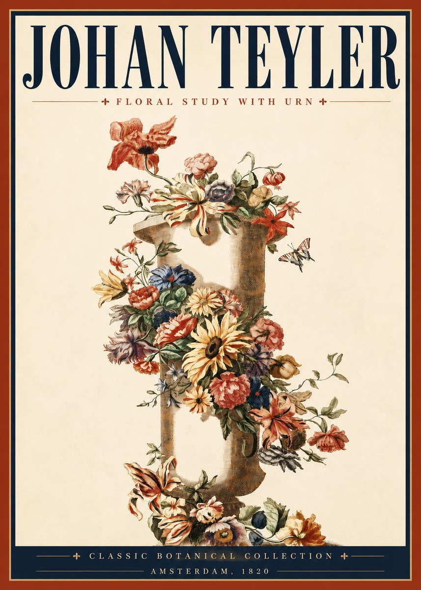 Johan Teyler Floral Study with Urn No4 - Affiche