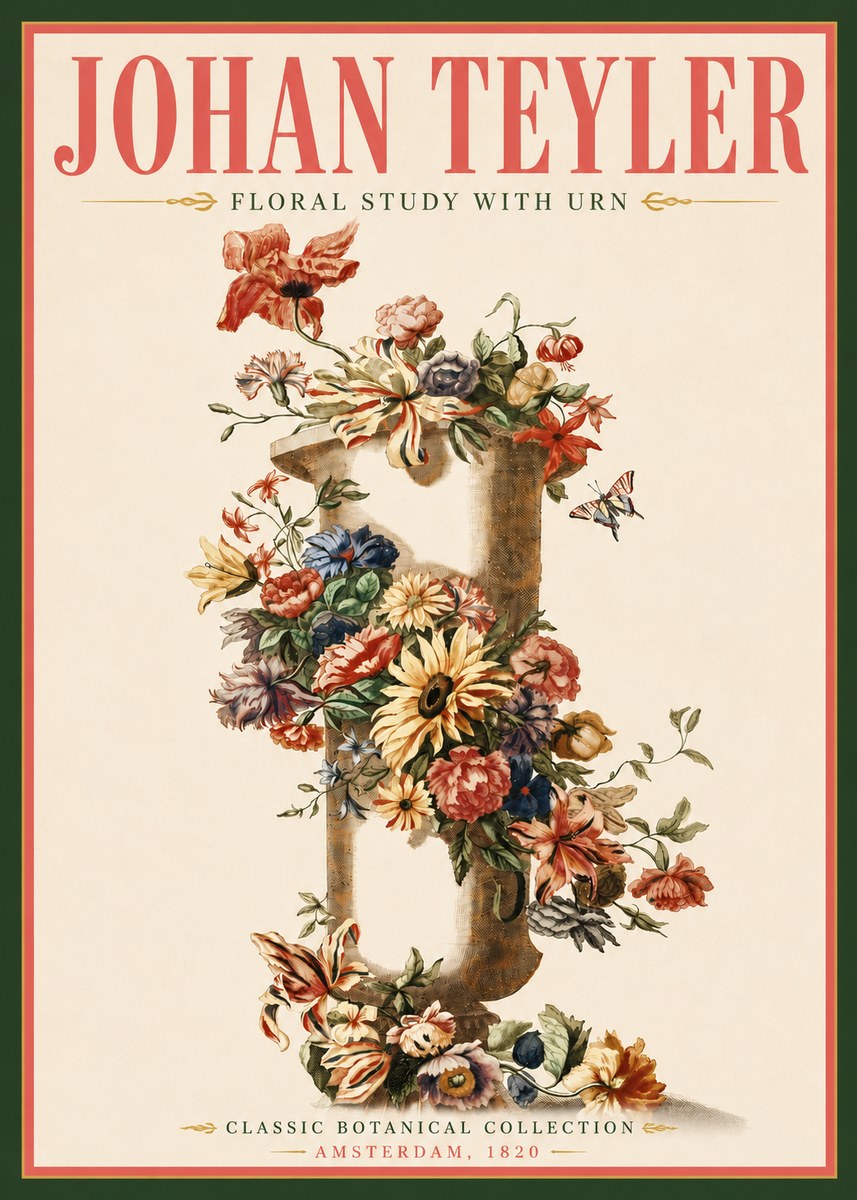 Johan Teyler Floral Study with Urn No5 - Affiche