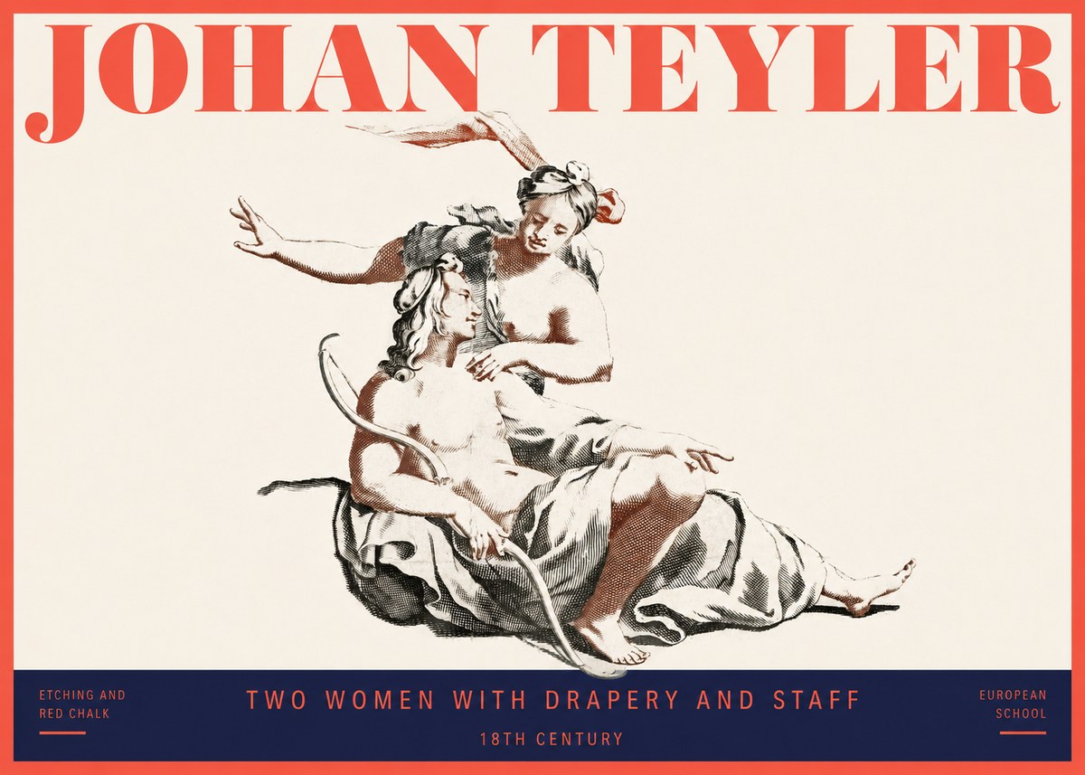 Johan Teyler Two Women with Drapery and Staff No2 - Affiche