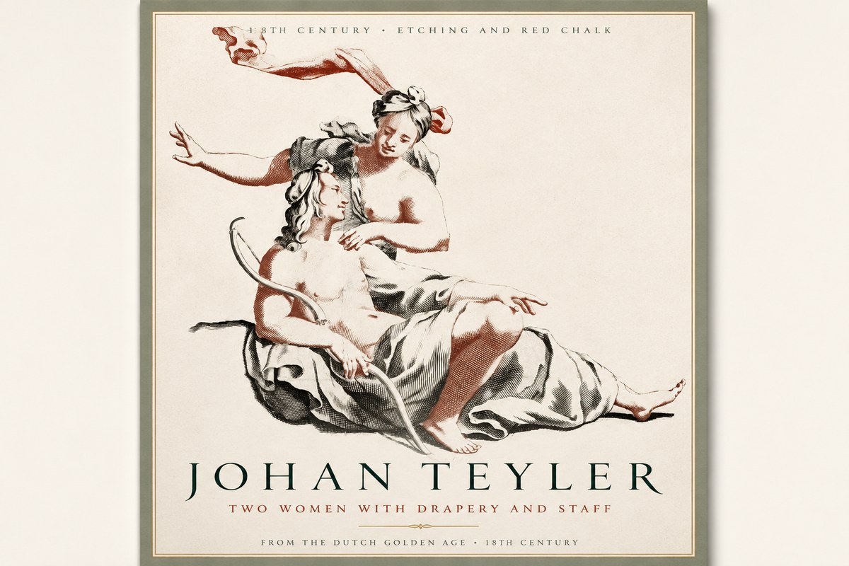 Johan Teyler Two Women with Drapery and Staff No3 - Affiche