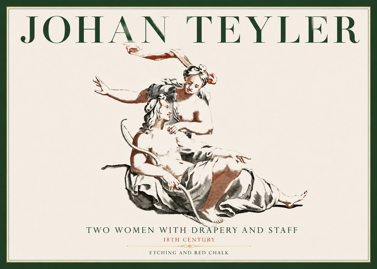 Johan Teyler Two Women with Drapery and Staff No4 - Affiche