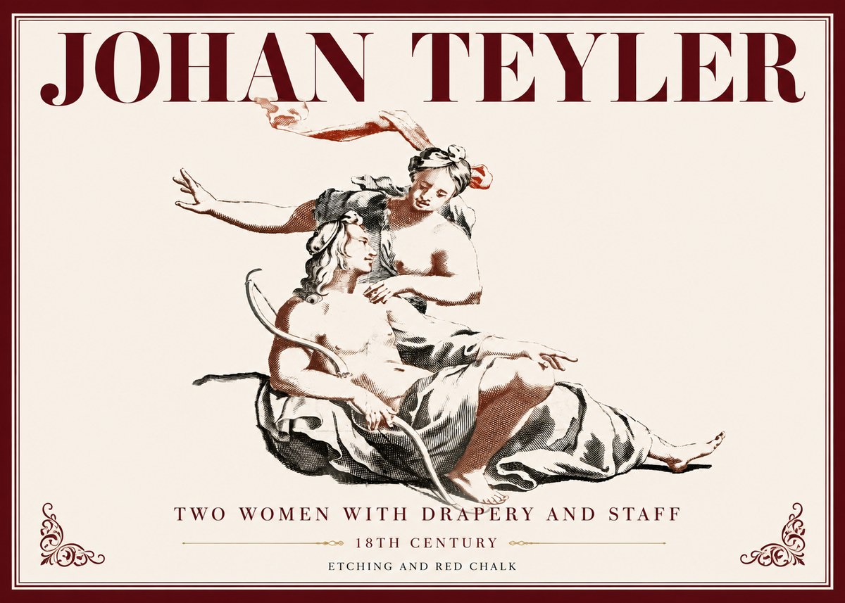 Johan Teyler Two Women with Drapery and Staff No6 - Affiche
