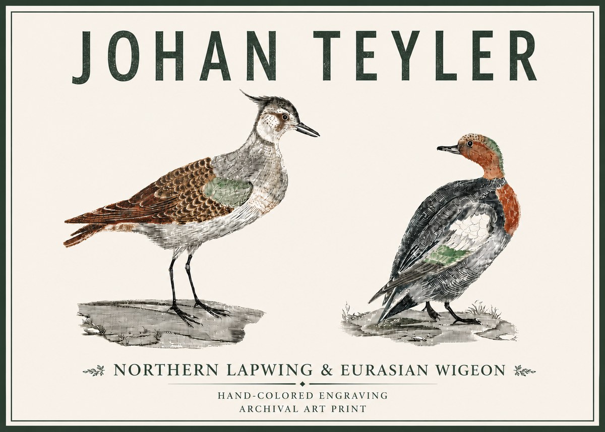 Johan Teyler Northern Lapwing & Eurasian Wigeon No5 - Affiche