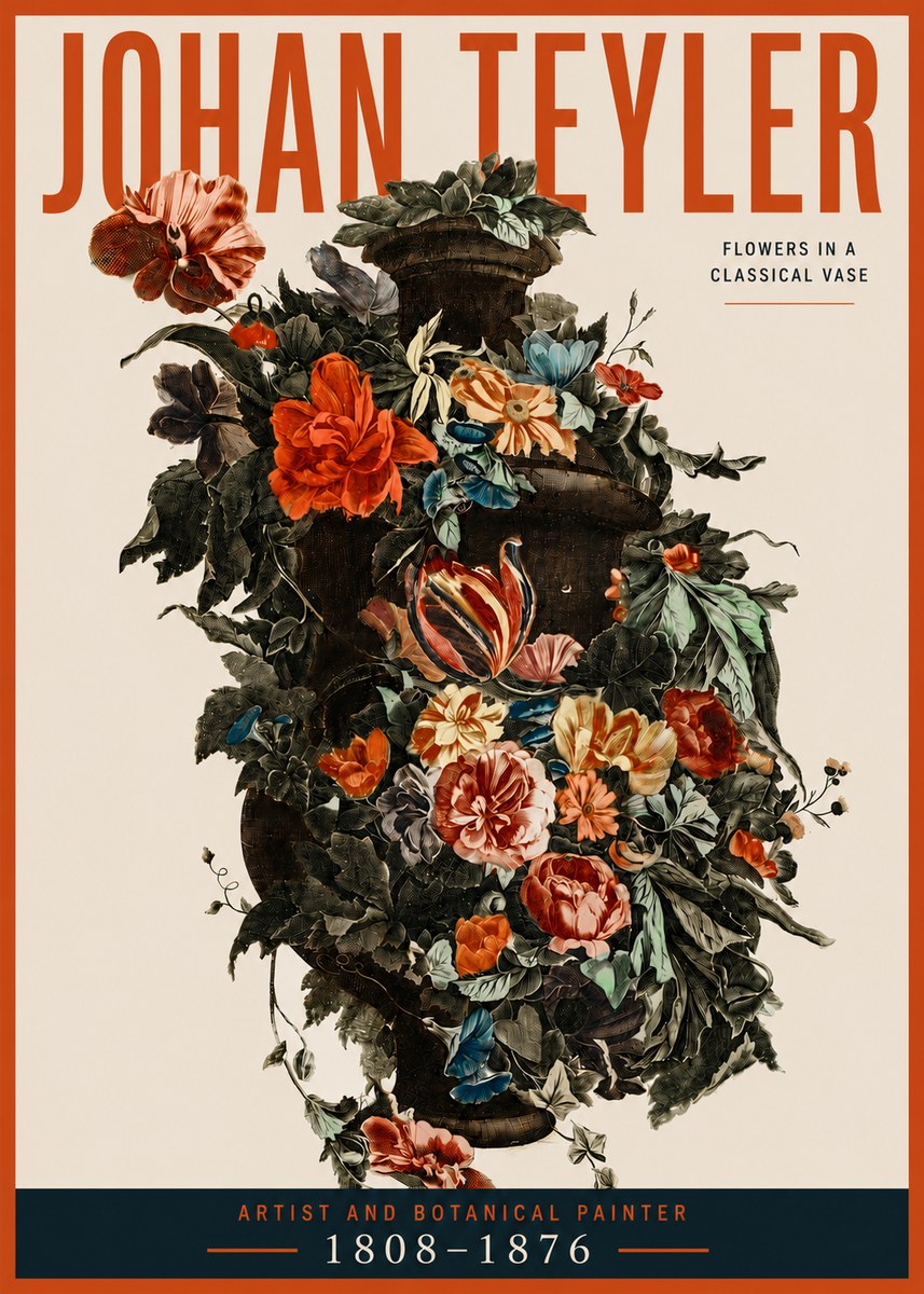 Johan Teyler Flowers in a Classical Vase No3 - Affiche