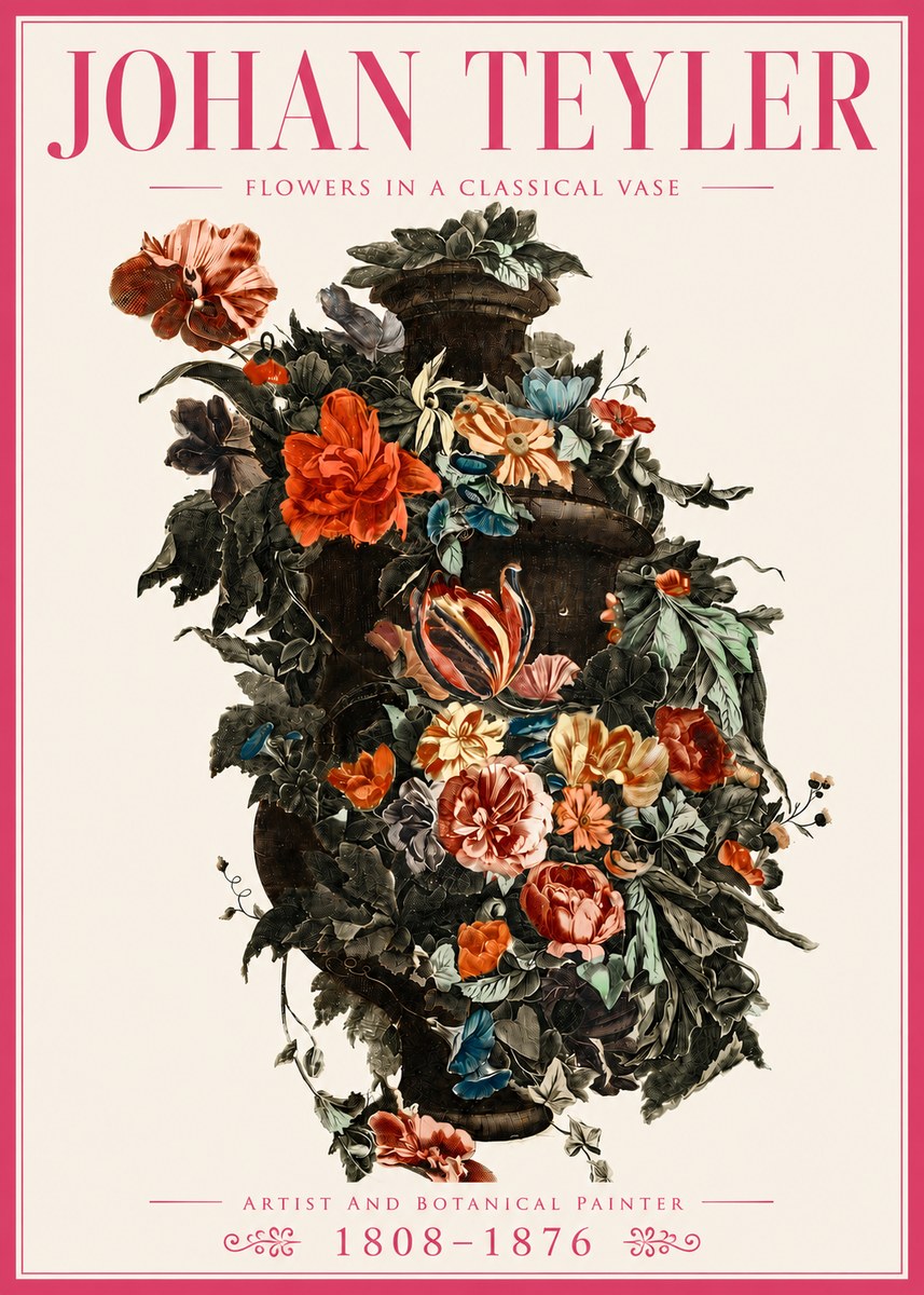 Johan Teyler Flowers in a Classical Vase No4 - Affiche