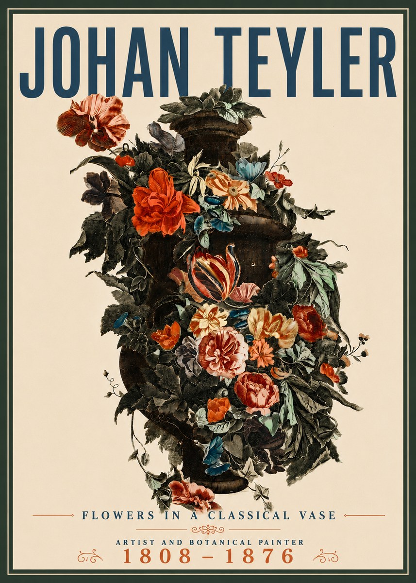 Johan Teyler Flowers in a Classical Vase No5 - Affiche