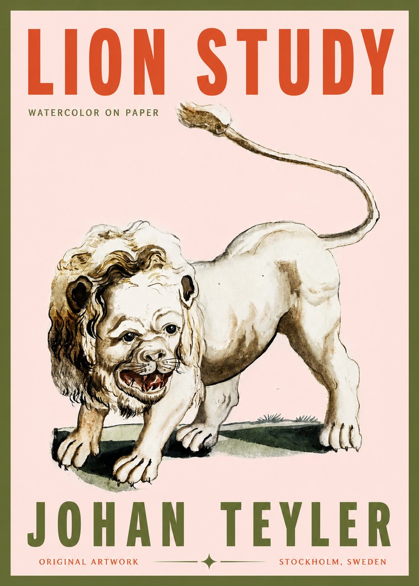 Johan Teyler Lion Study No3 - Affiche