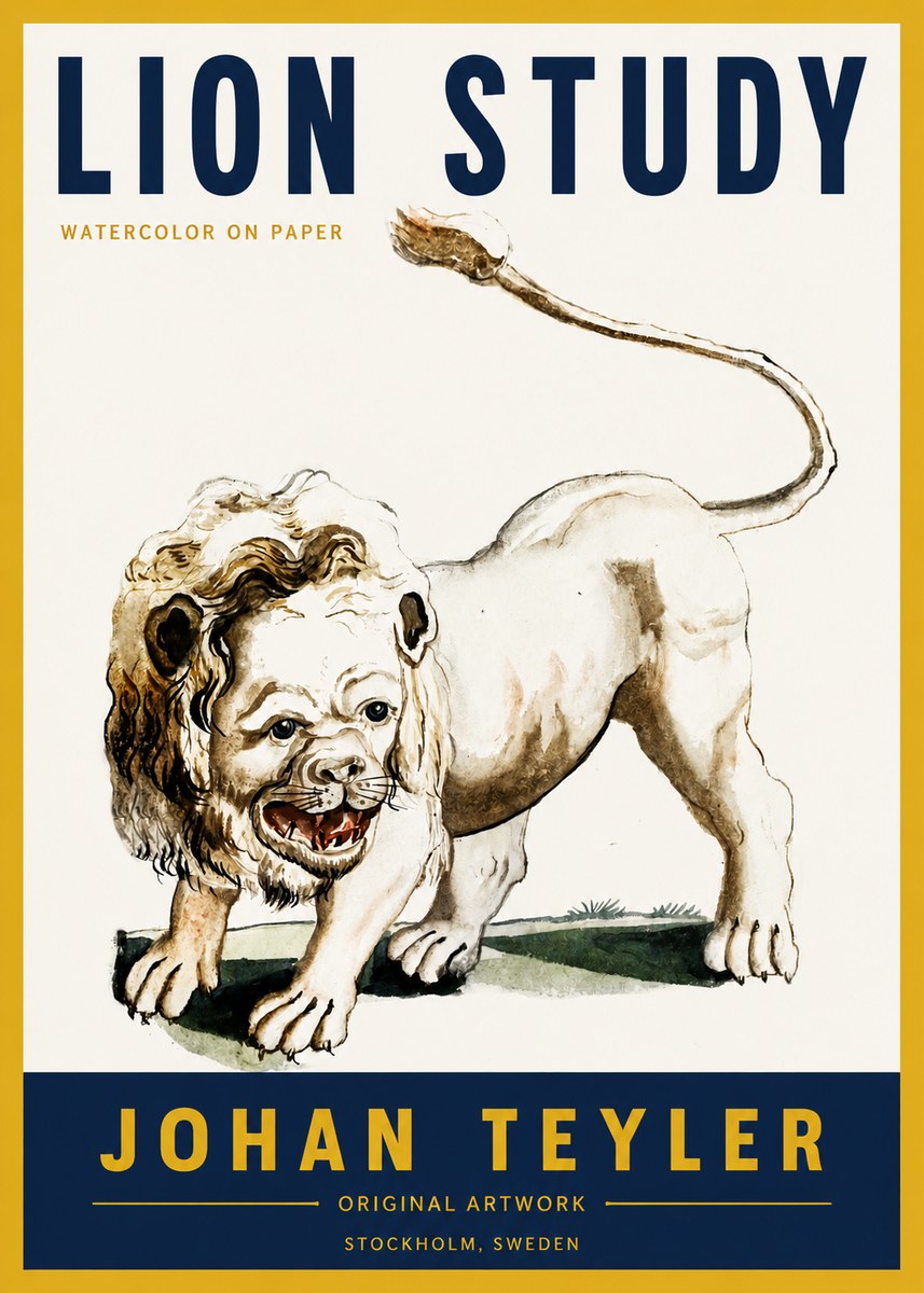 Johan Teyler Lion Study No4 - Affiche