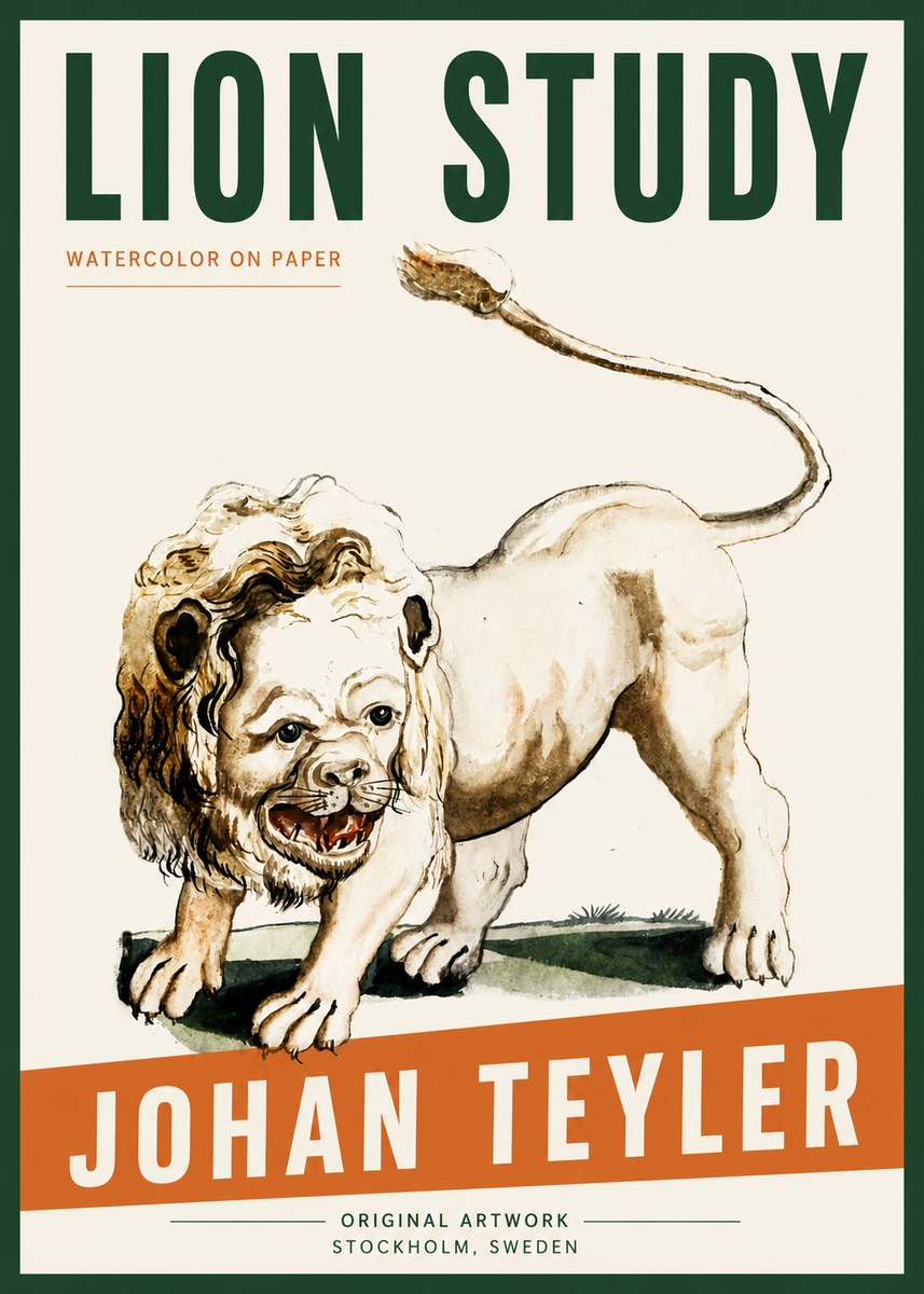 Johan Teyler Lion Study No5 - Affiche