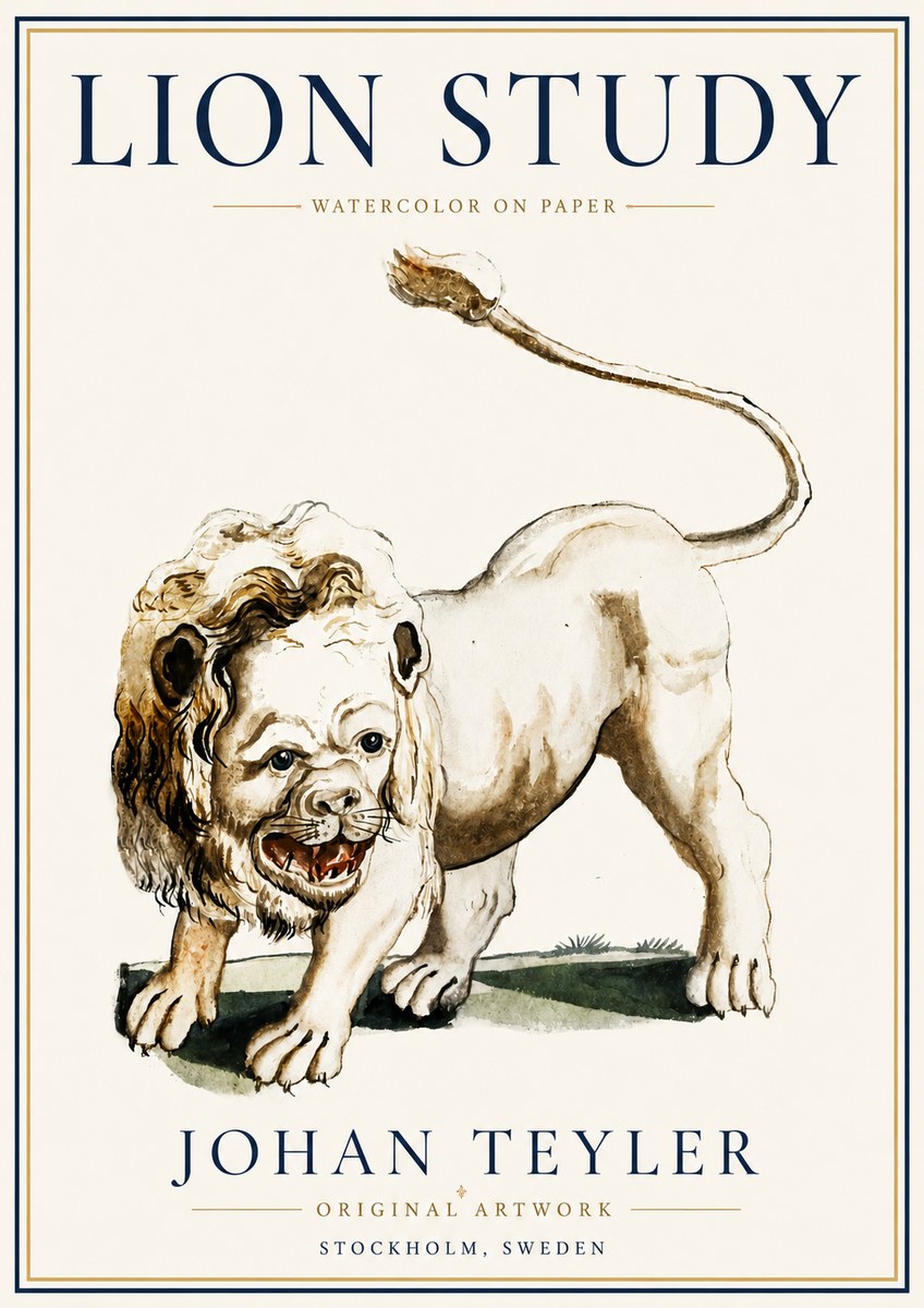 Johan Teyler Lion Study No6 - Affiche
