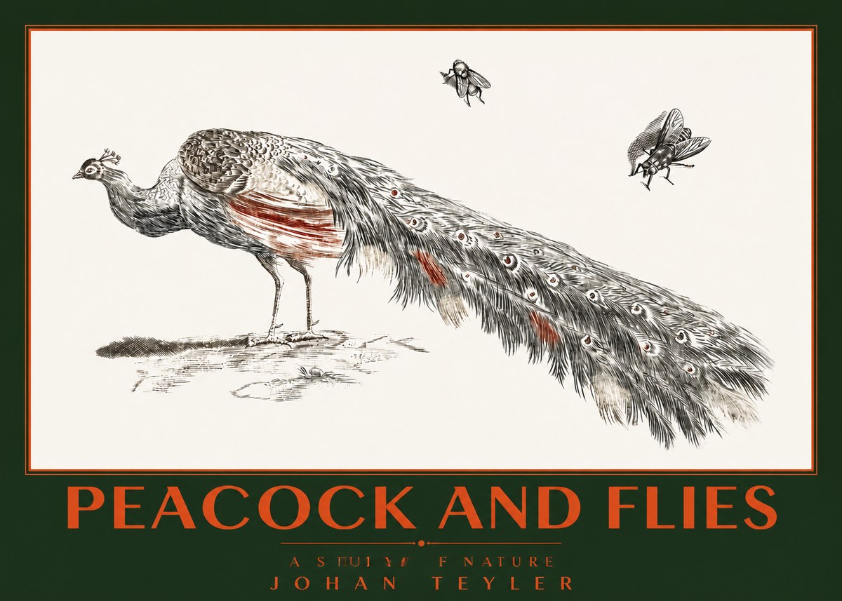 Johan Teyler Peacock and Flies - Animal Study No2 - Affiche