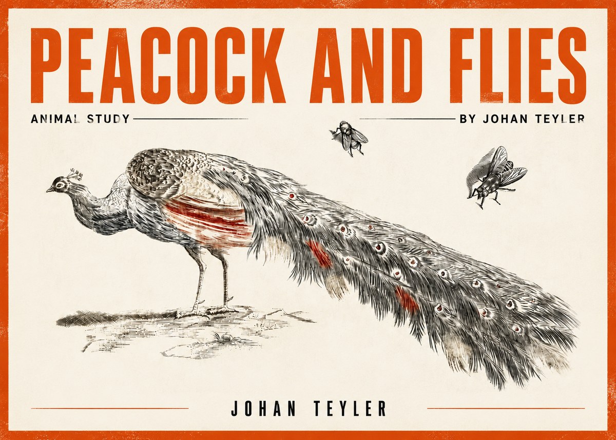 Johan Teyler Peacock and Flies - Animal Study No3 - Affiche