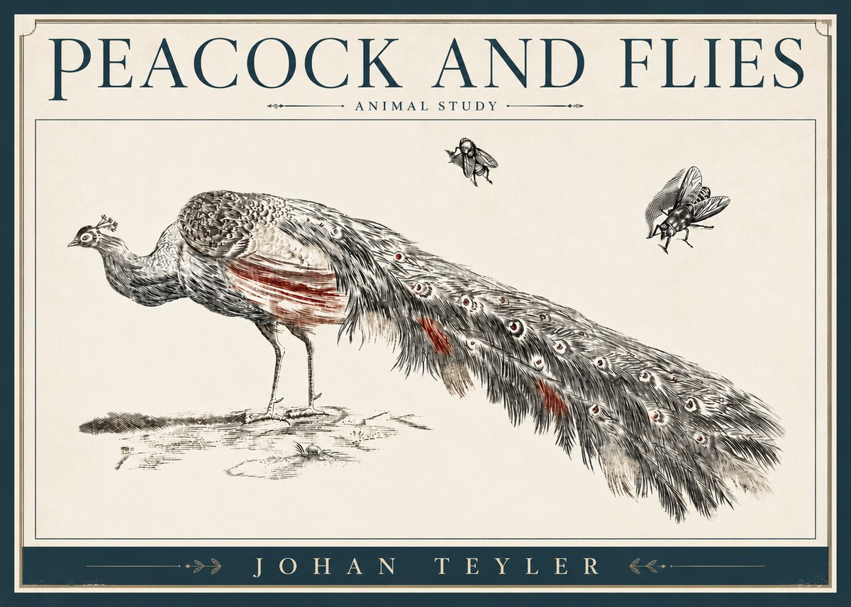 Johan Teyler Peacock and Flies - Animal Study No4 - Affiche