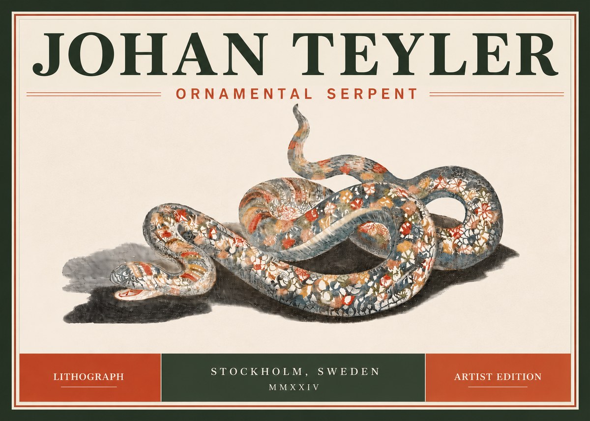 Johan Teyler Ornamental Serpent No5 - Affiche