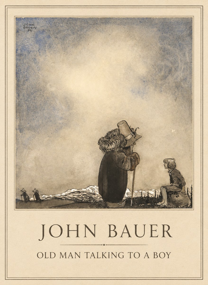 John Bauer Old Man Talking to a Boy No1 - Affiche