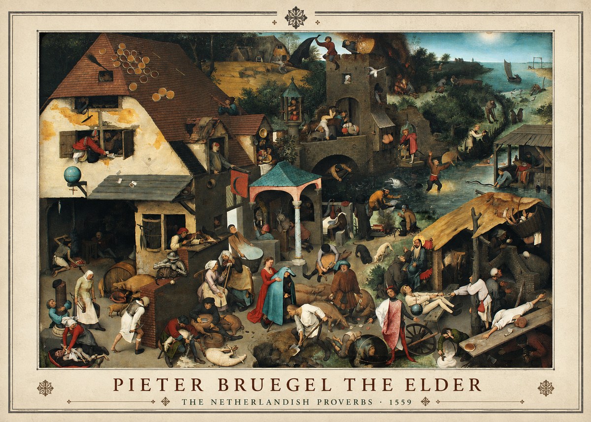 Pieter Bruegel The Netherlandish Proverbs II No1 - Affiche