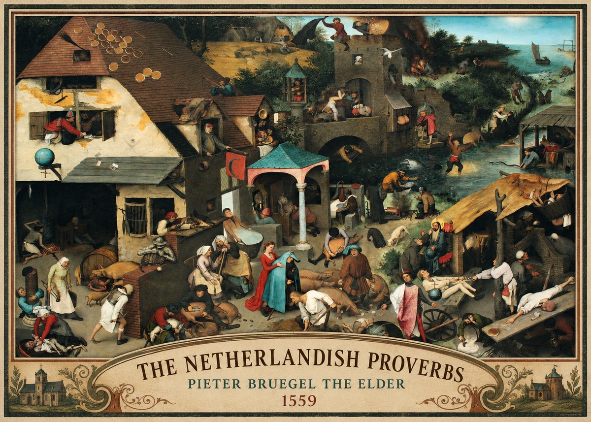Pieter Bruegel The Netherlandish Proverbs II No4 - Affiche