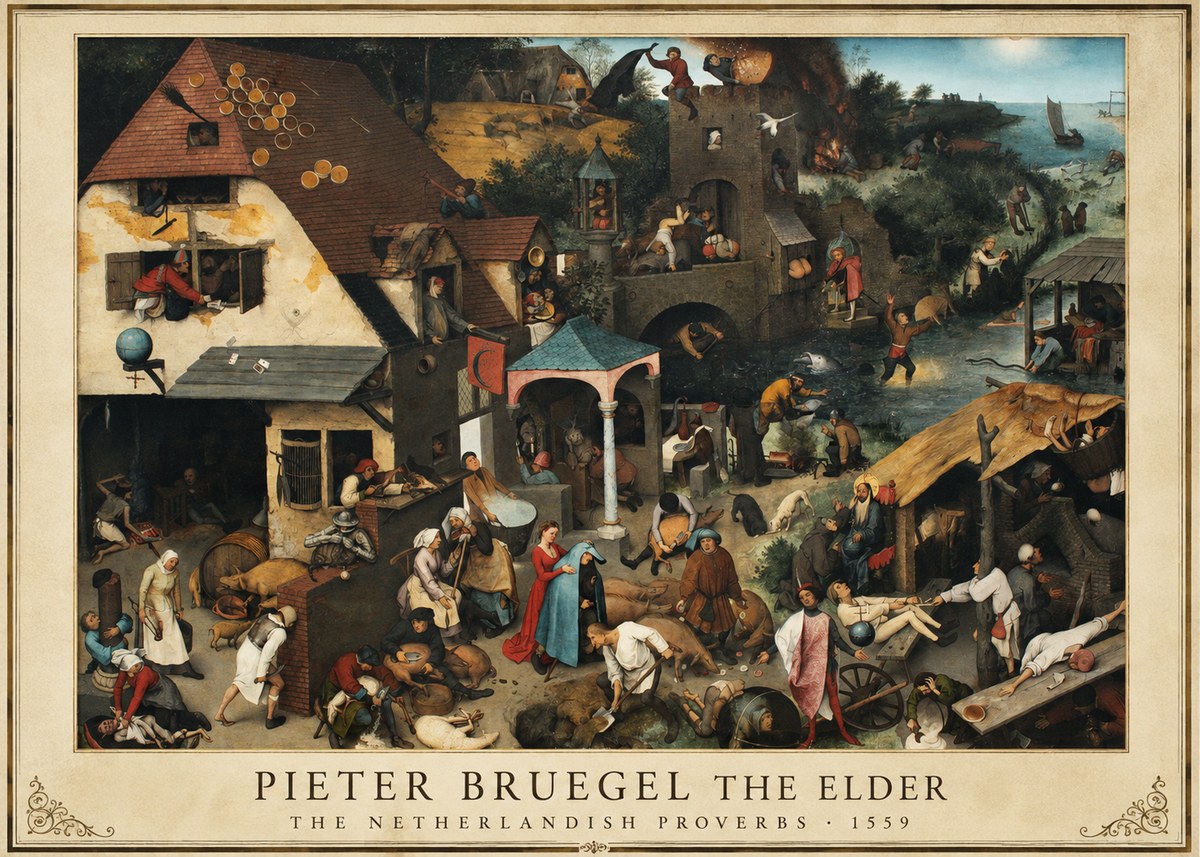 Pieter Bruegel The Netherlandish Proverbs II No5 - Affiche