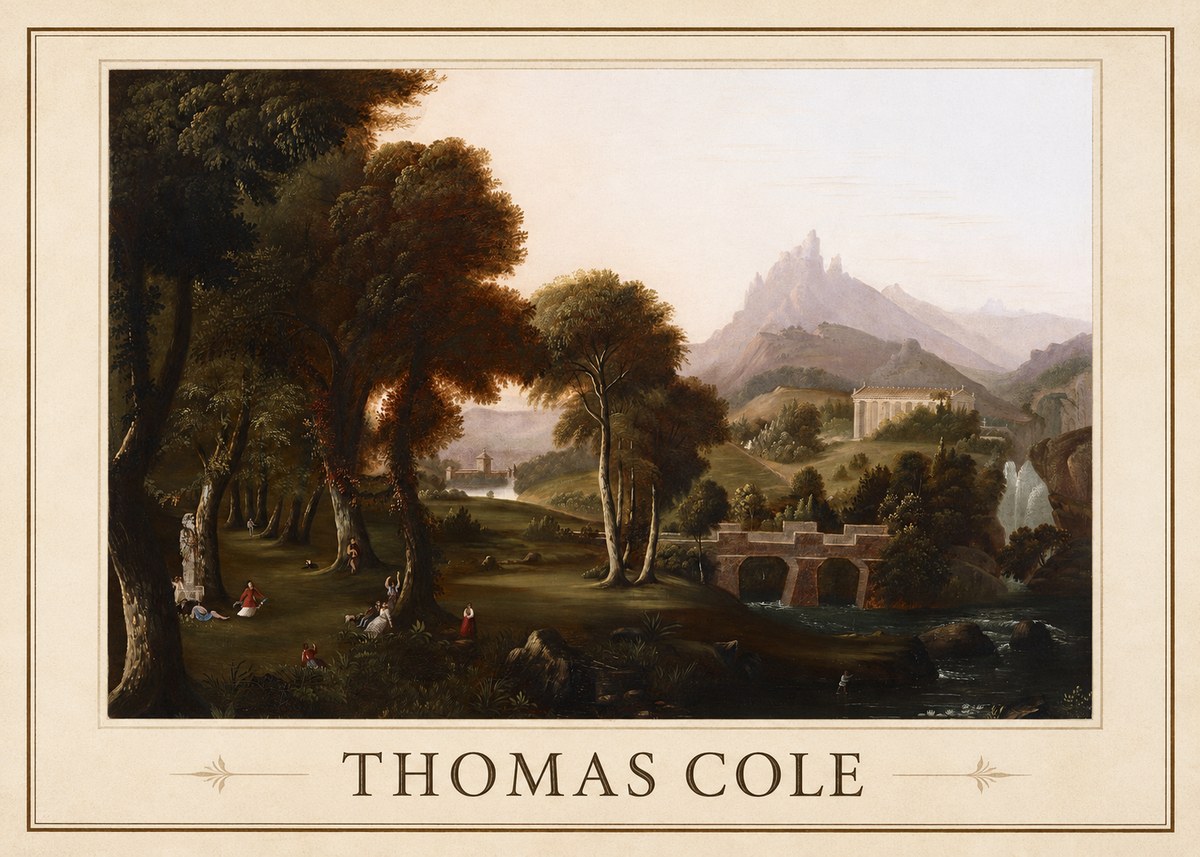 Thomas Cole The Old Mill, Sunset No1 - Affiche