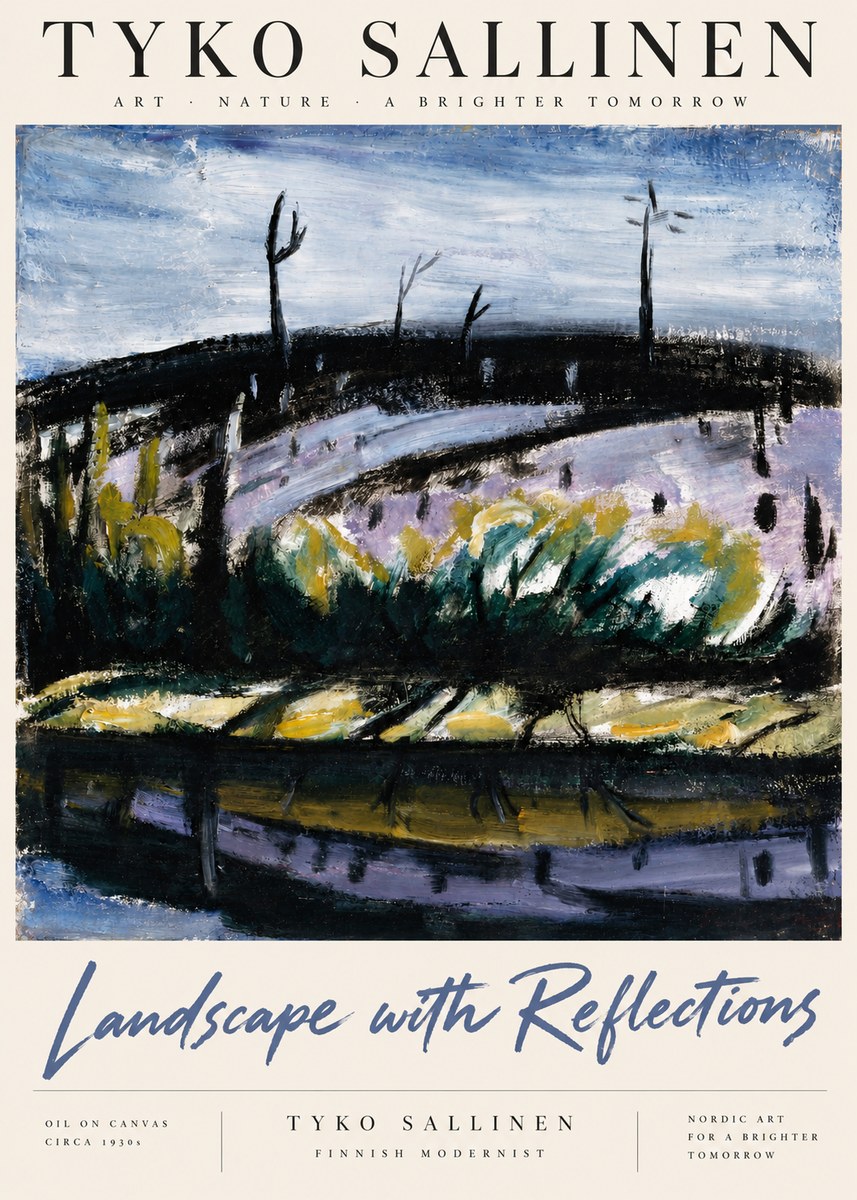 Tyko Sallinen Landscape with Reflections No4 - Affiche