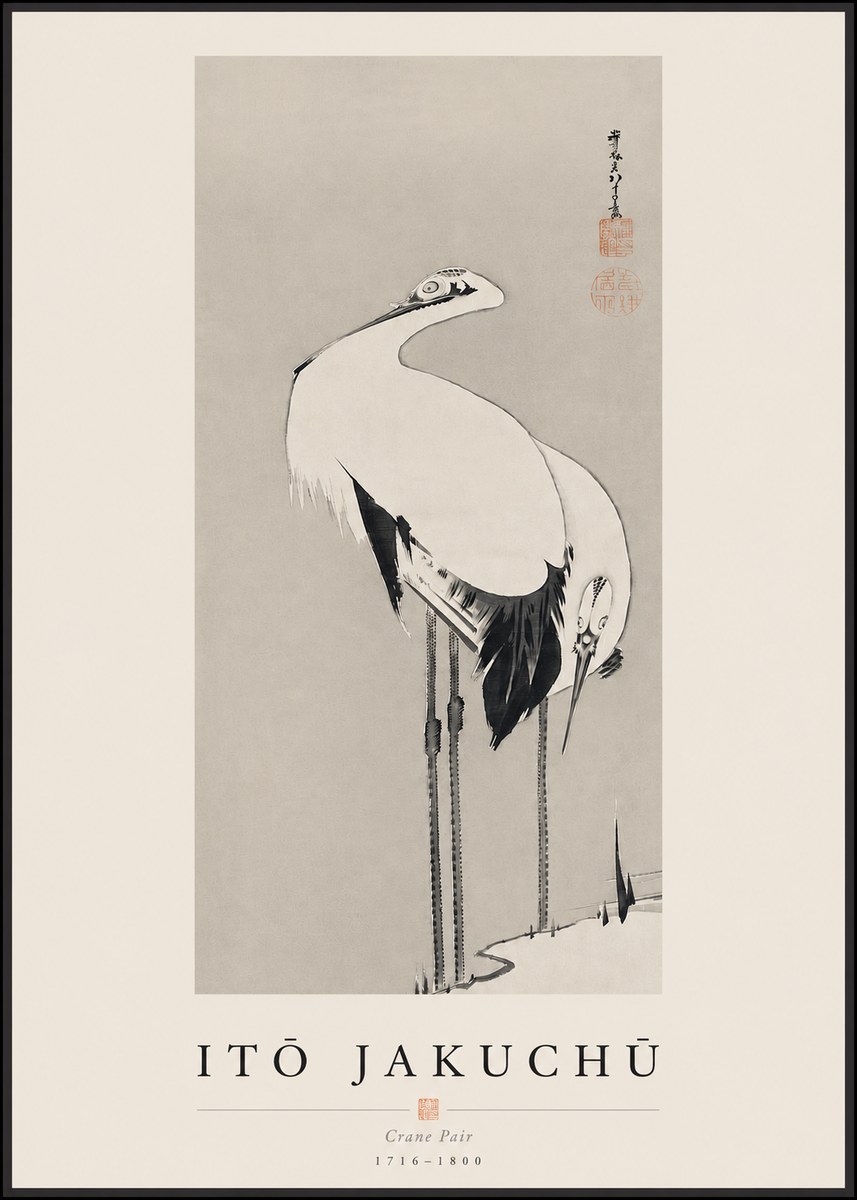 Itō Jakuchū Crane Pair No3 - Affiche