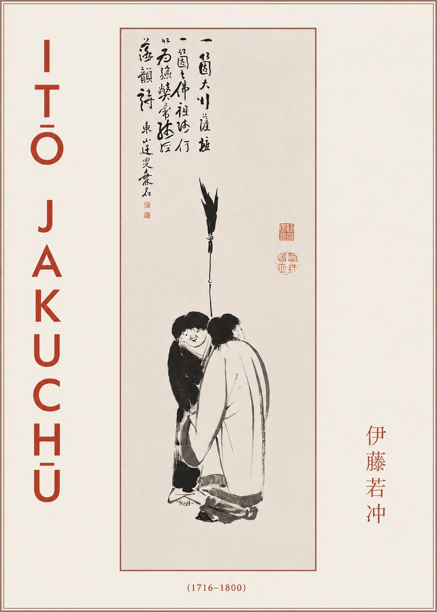 Itō Jakuchū Two Figures Holding a Staff No3 - Affiche