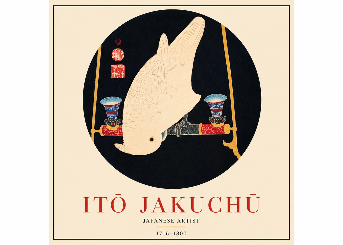 Itō Jakuchū White Cockatoo No2 - Affiche