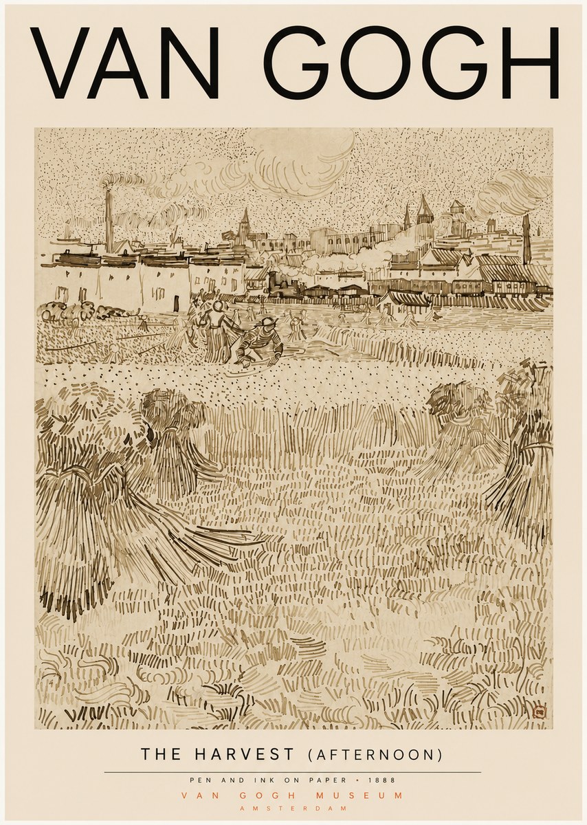 Van Gogh The Harvest (Afternoon) No3 - Affiche
