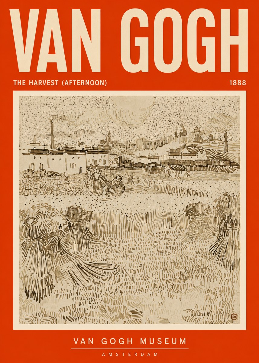 Van Gogh The Harvest (Afternoon) No5 - Affiche