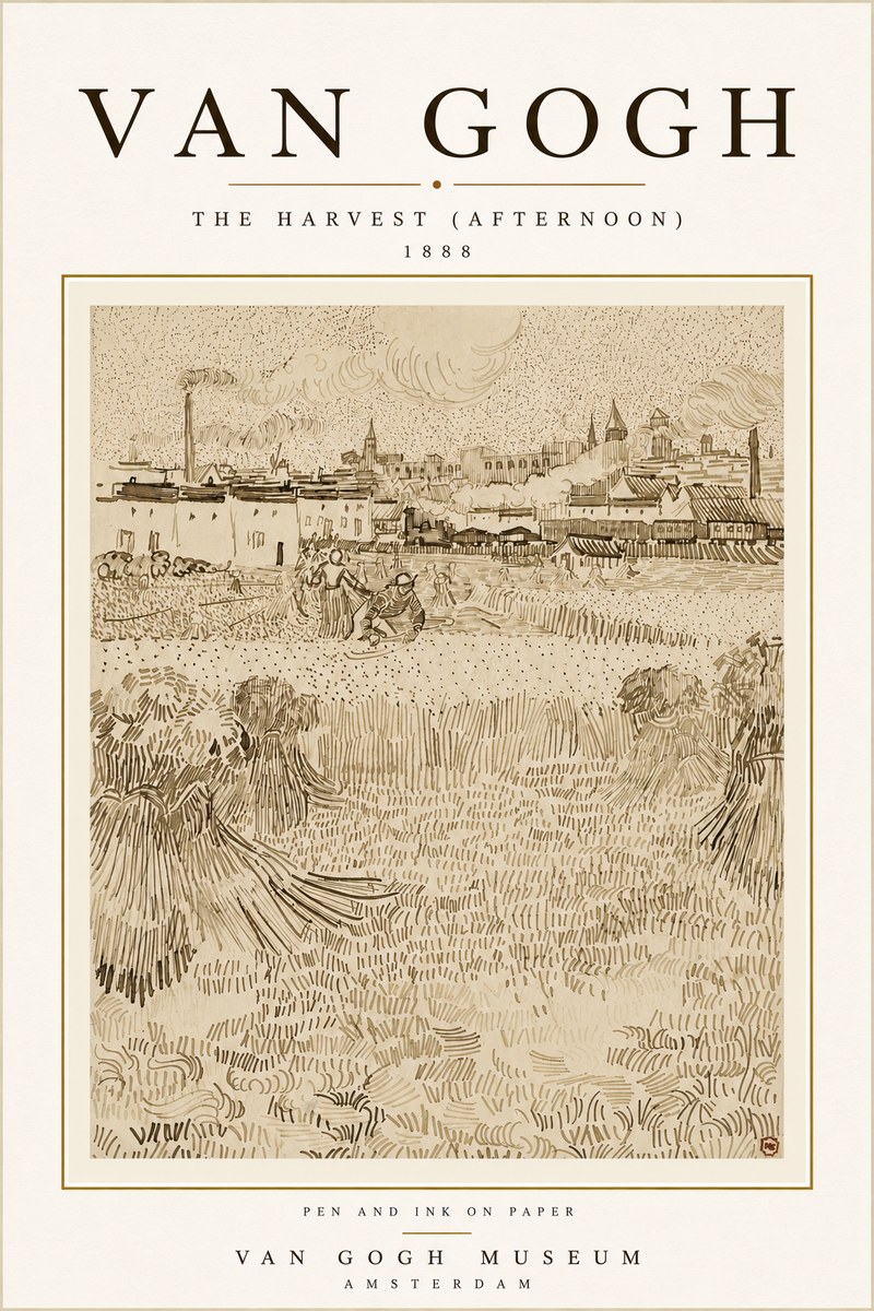 Van Gogh The Harvest (Afternoon) No6 - Affiche