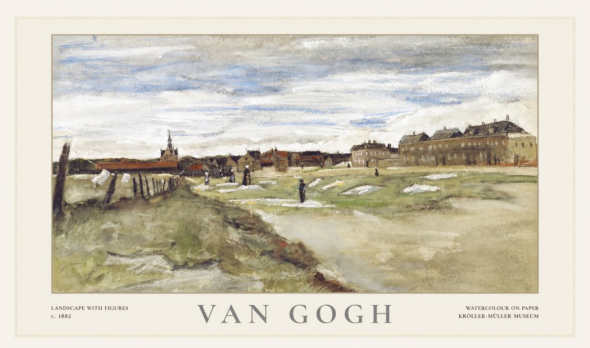 Van Gogh Landscape with Figures No1 - Affiche