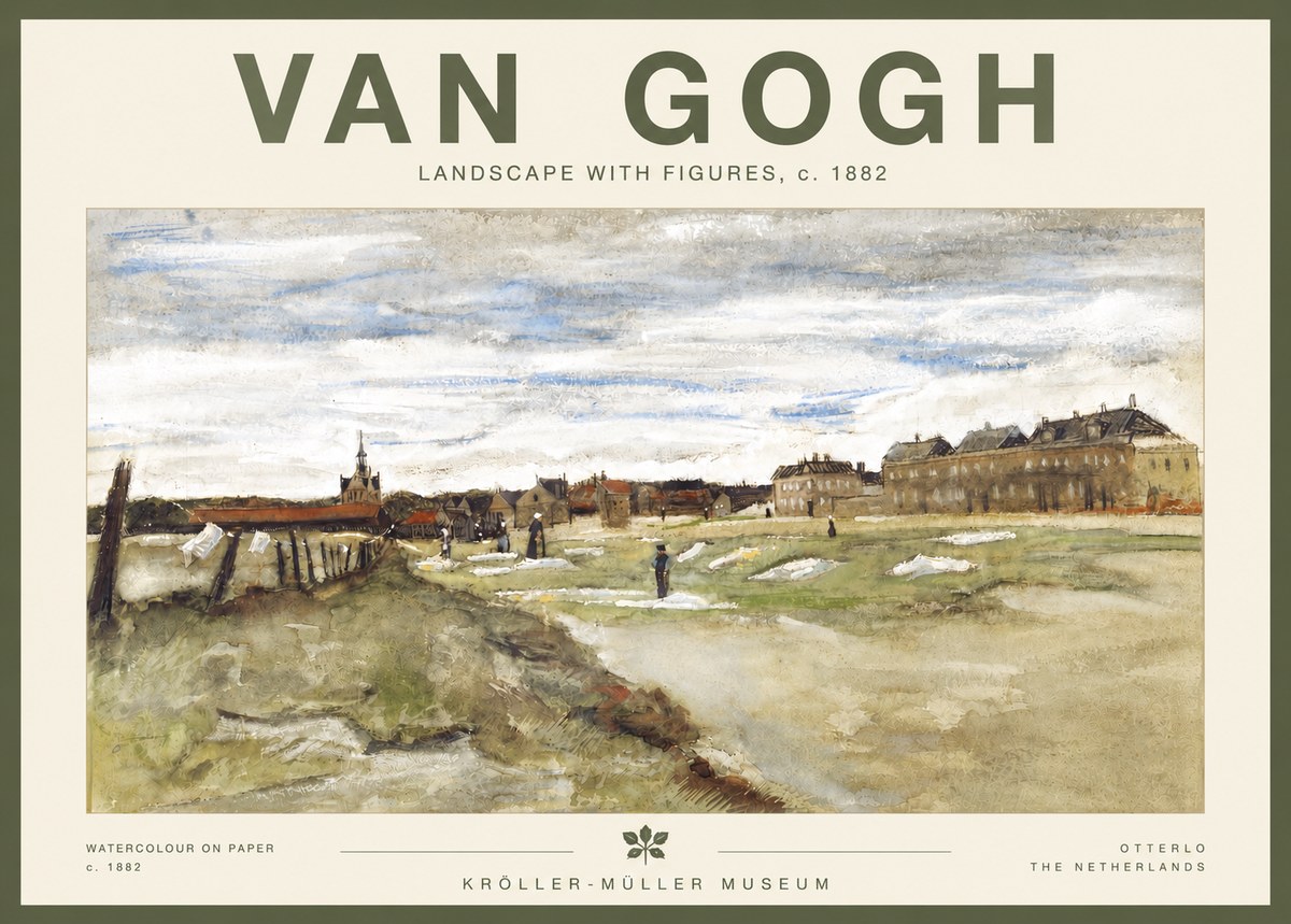Van Gogh Landscape with Figures No5 - Affiche