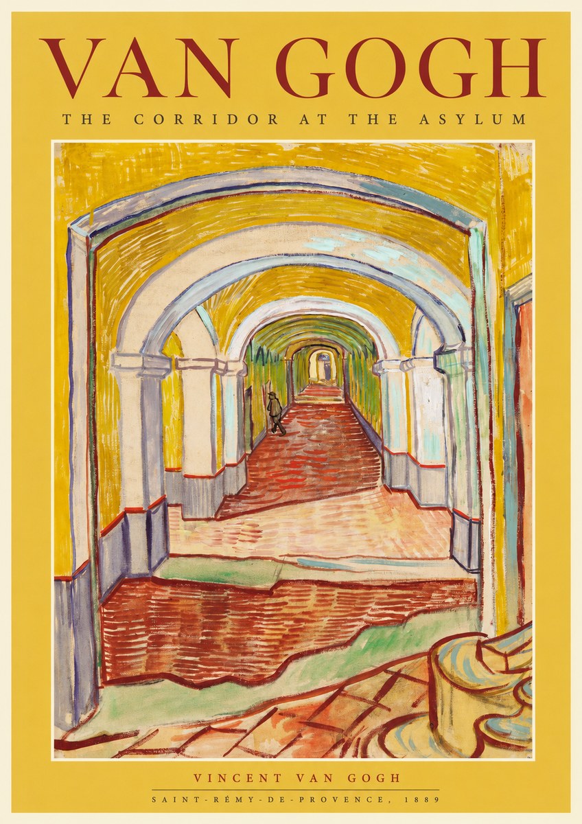Van Gogh The Corridor at the Asylum No1 - Affiche