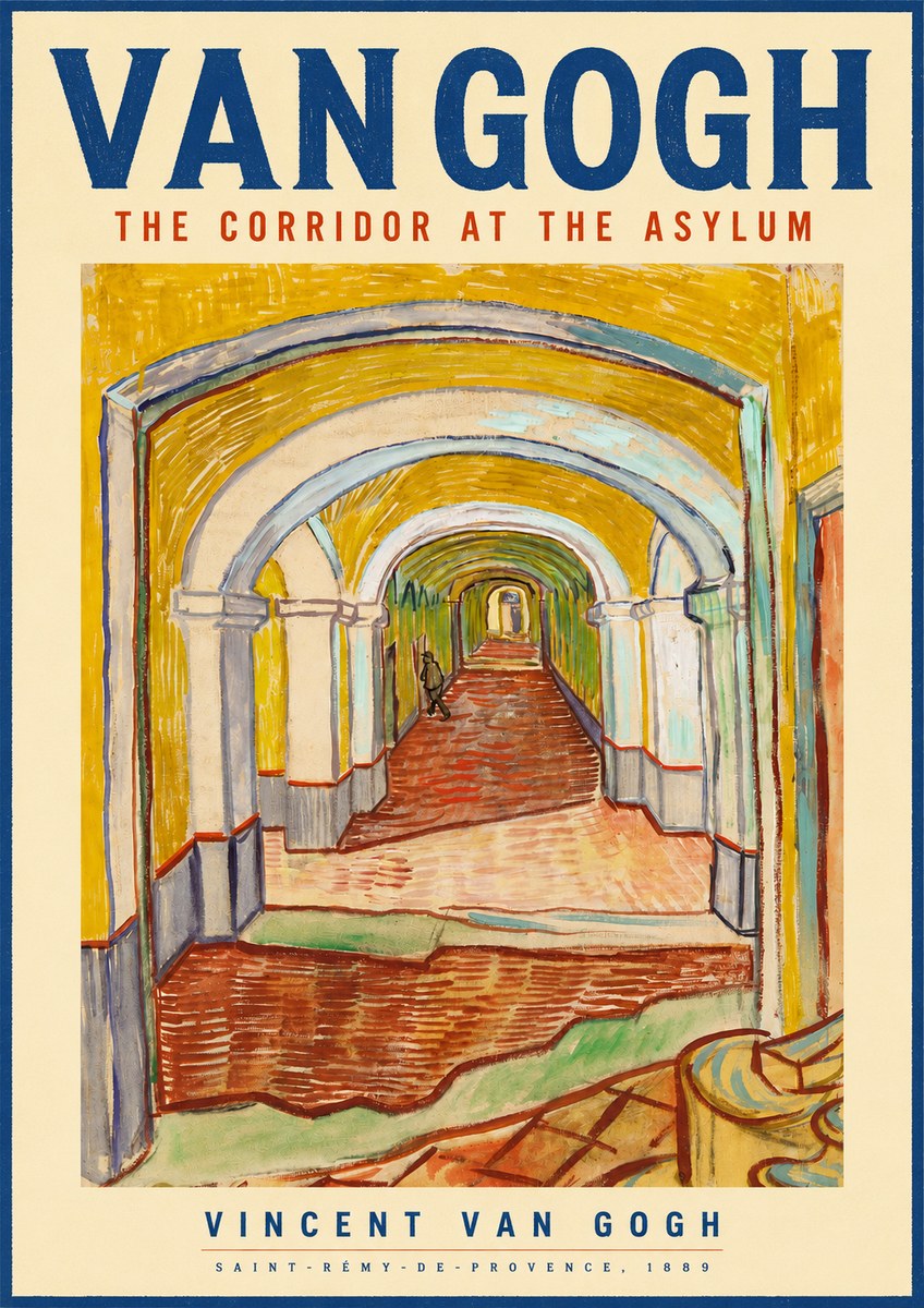 Van Gogh The Corridor at the Asylum No4 - Affiche