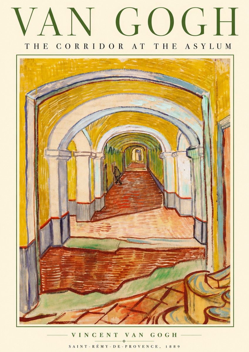 Van Gogh The Corridor at the Asylum No5 - Affiche