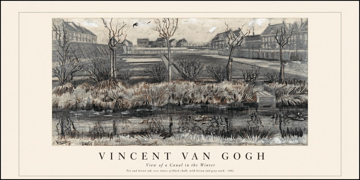 Van Gogh View of a Canal in the Winter No1 - Affiche