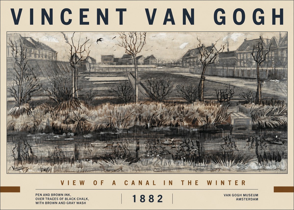 Van Gogh View of a Canal in the Winter No2 - Affiche