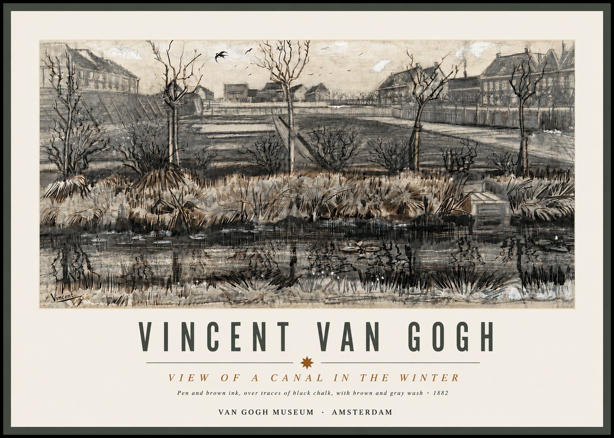 Van Gogh View of a Canal in the Winter No4 - Affiche
