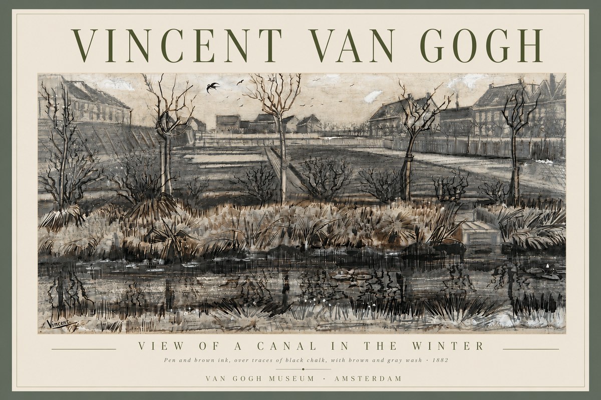 Van Gogh View of a Canal in the Winter No6 - Affiche