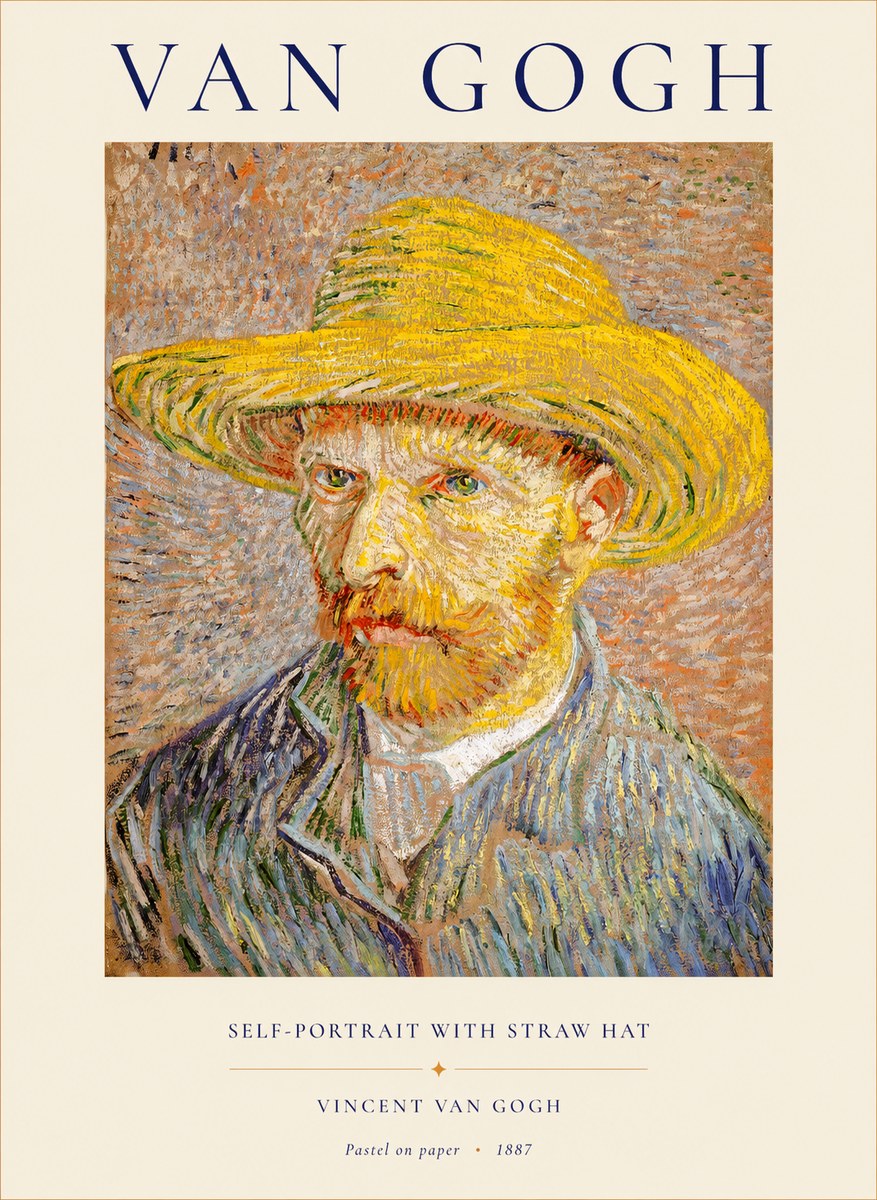 Van Gogh Self-portrait with Straw Hat I No1 - Affiche