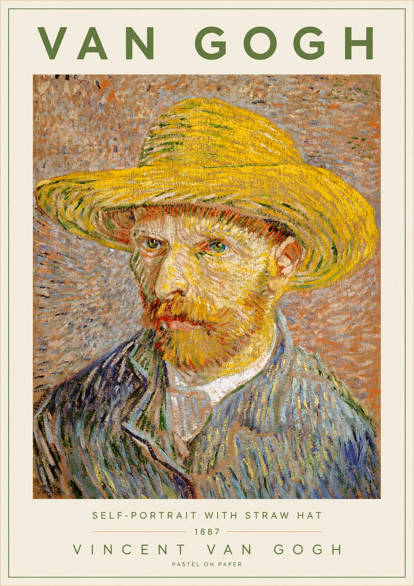 Van Gogh Self-portrait with Straw Hat I No2 - Affiche