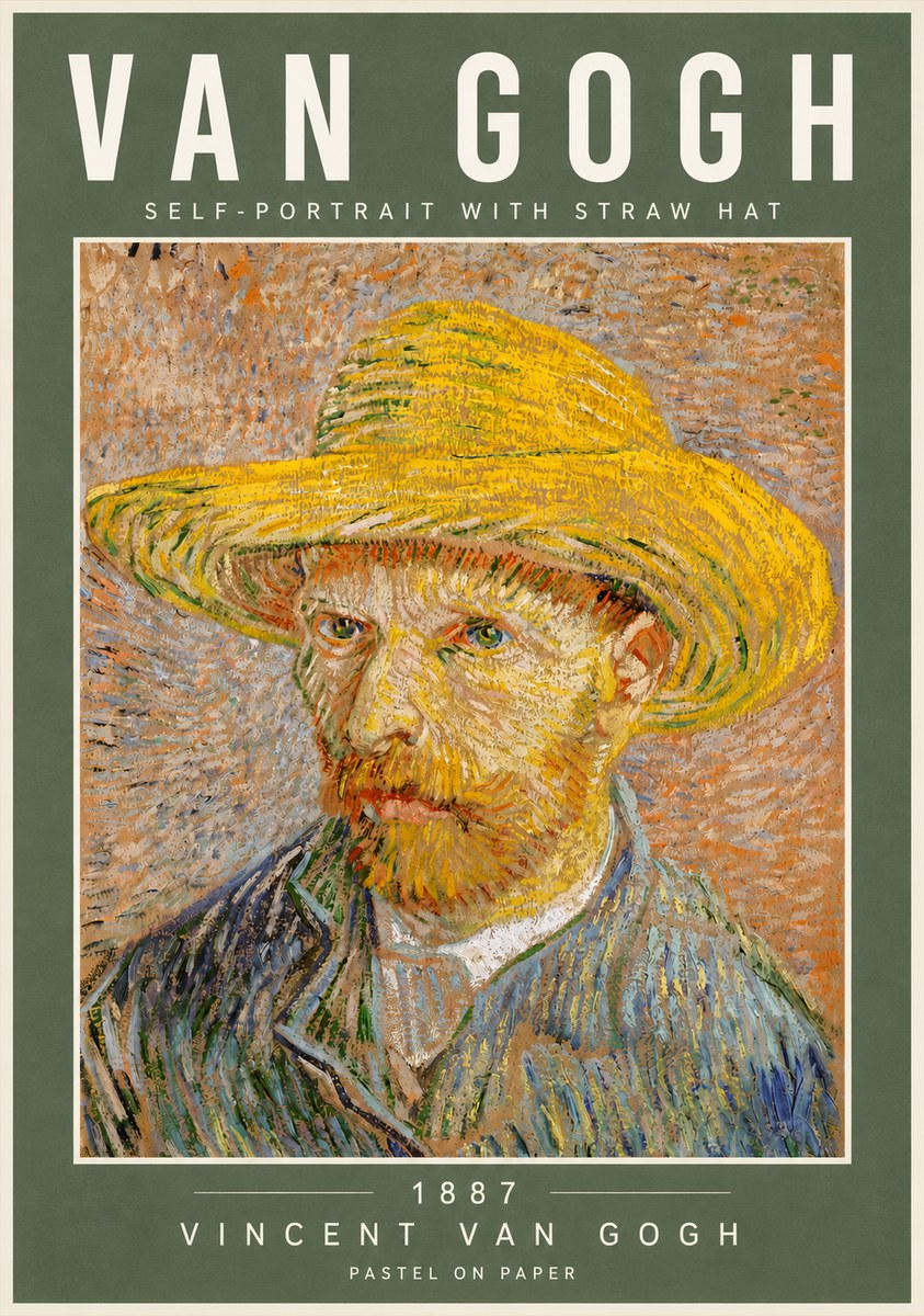 Van Gogh Self-portrait with Straw Hat I No5 - Affiche