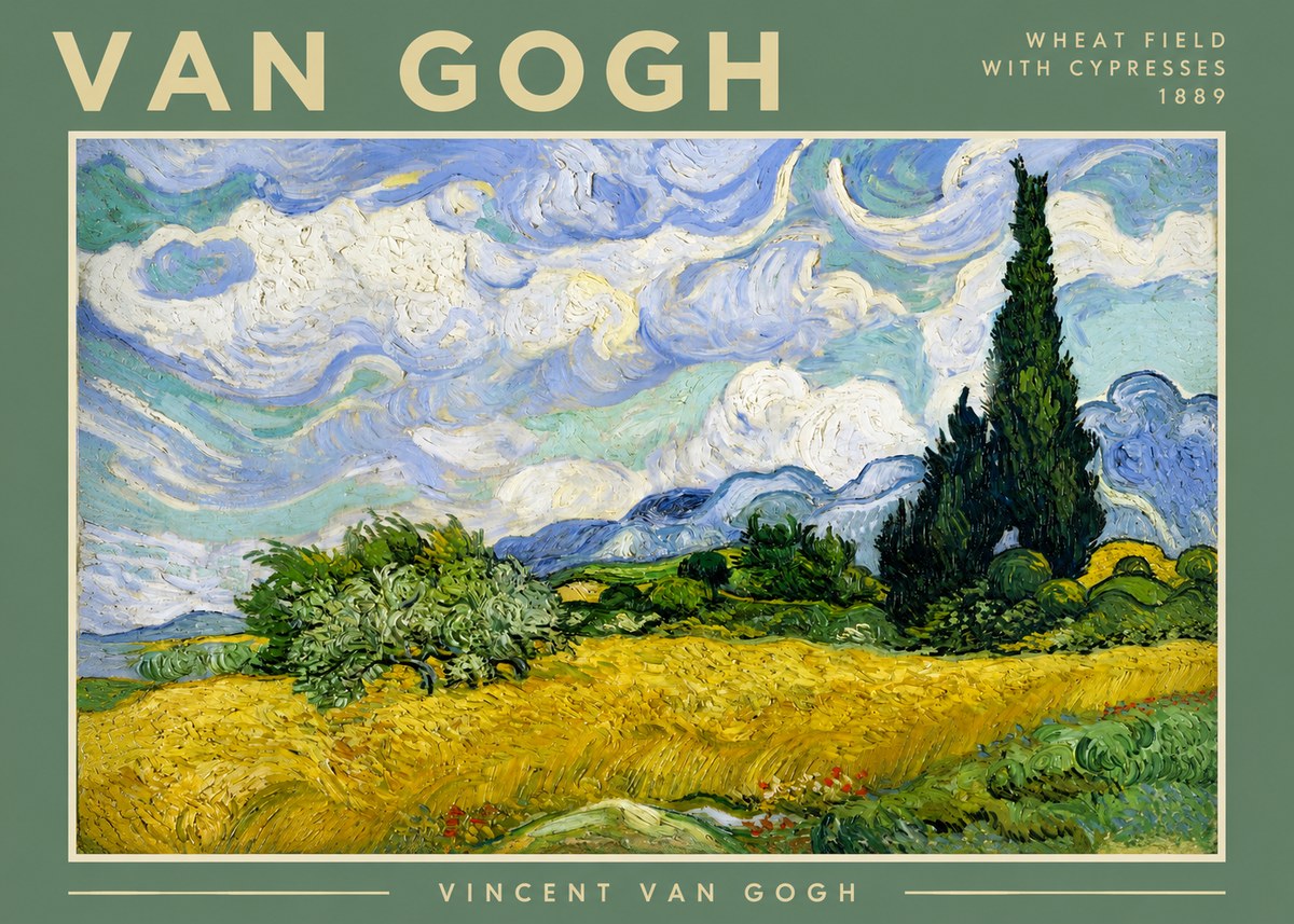 Van Gogh Wheat Field with Cypresses, 1889 No3 - Affiche