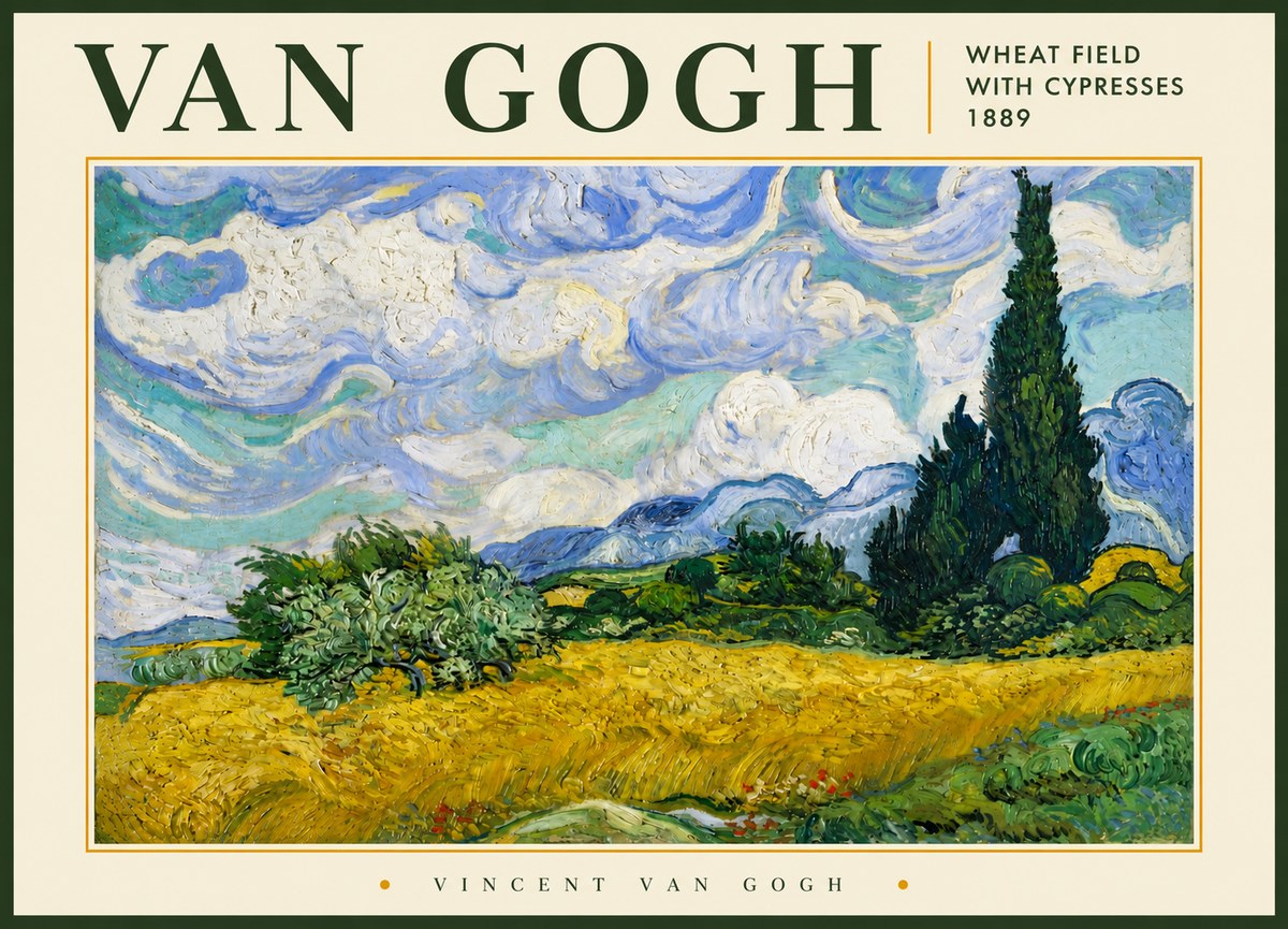 Van Gogh Wheat Field with Cypresses, 1889 No5 - Affiche