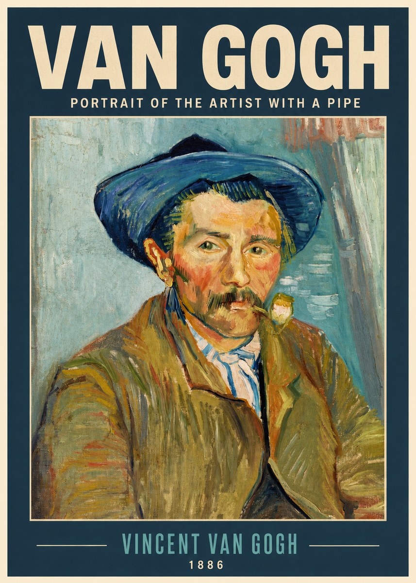 Van Gogh Portrait of the Artist with a Pipe No2 - Affiche
